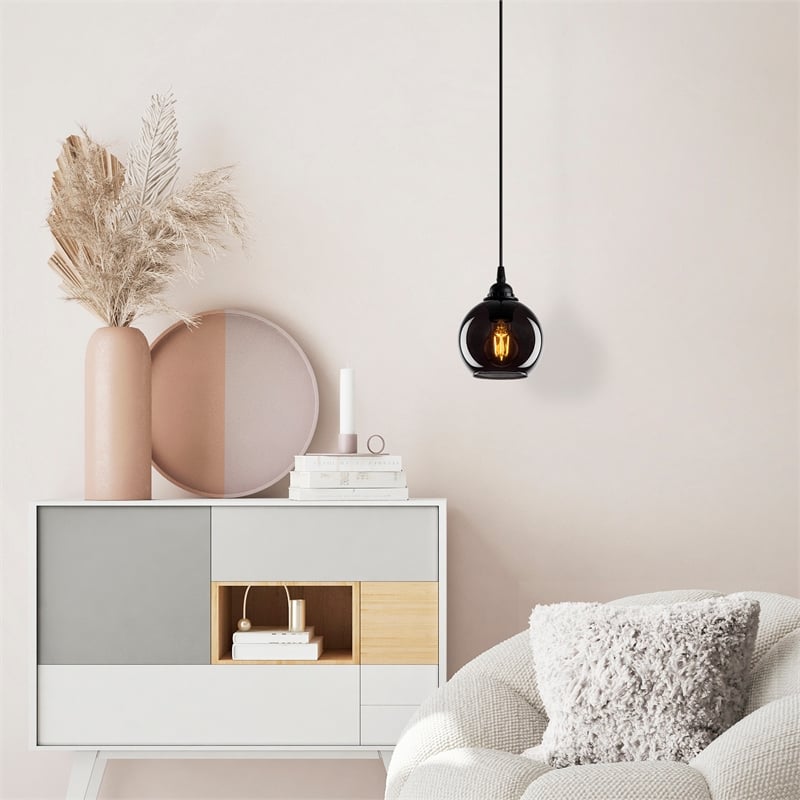 Pemberly Row Smoked Chandelier with Metal Body in Black Finish
