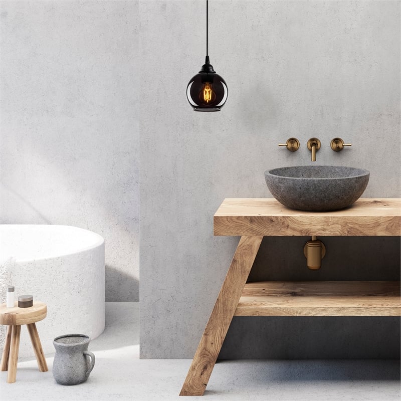 Pemberly Row Smoked Chandelier with Metal Body in Black Finish