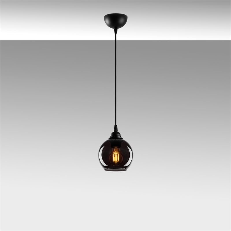 Pemberly Row Smoked Chandelier with Metal Body in Black Finish
