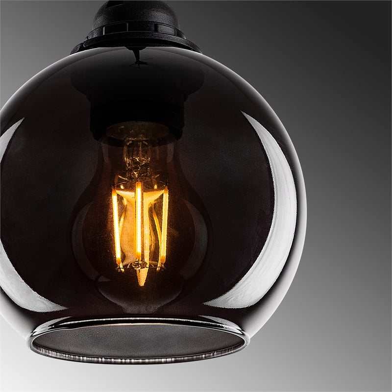 Pemberly Row Smoked Chandelier with Metal Body in Black Finish