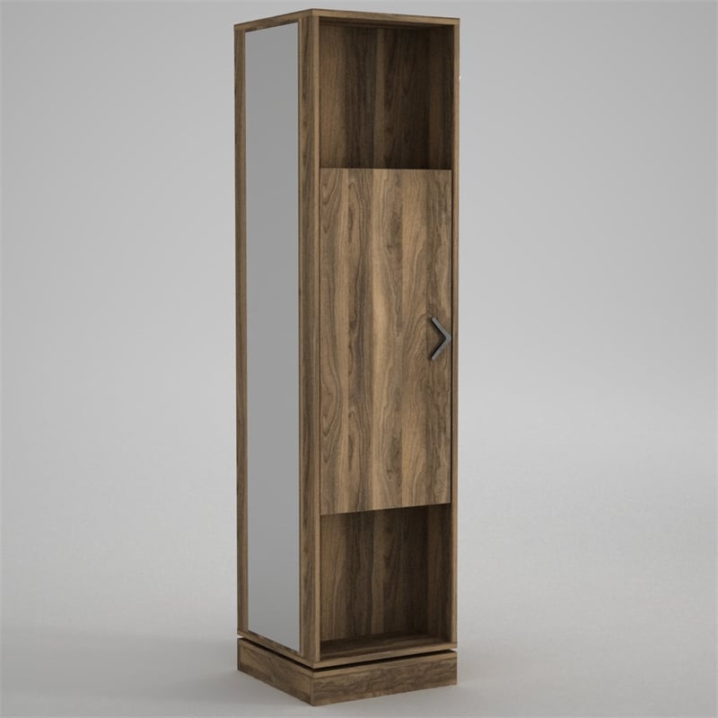 Pemberly Row Roll Hall Stand with Multipurpose Racks in Walnut Finish