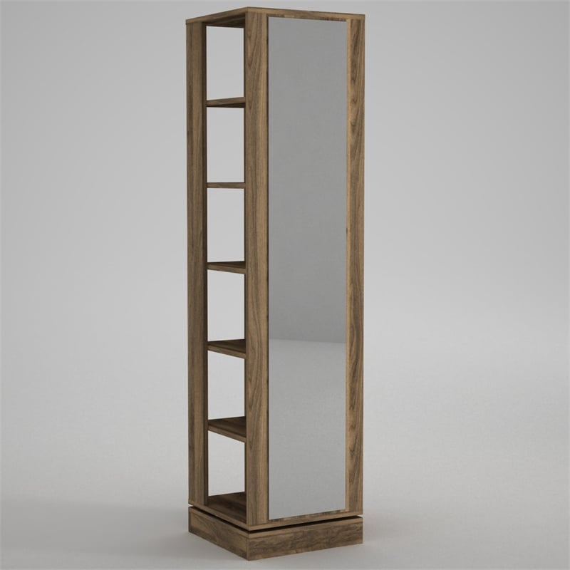 Pemberly Row Roll Hall Stand with Multipurpose Racks in Walnut Finish