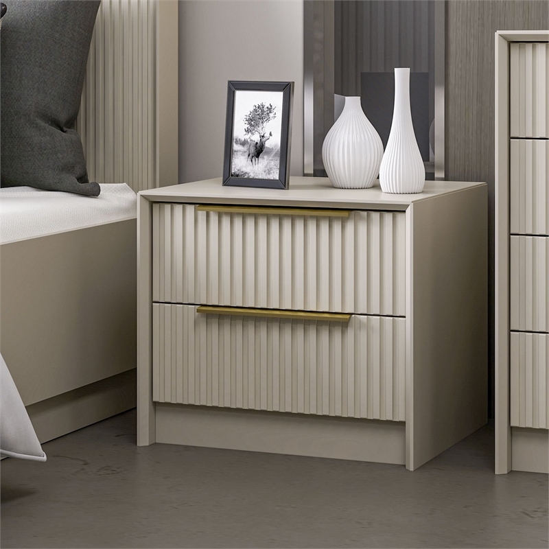 Pemberly Row Kale Luxe Nightstand in Stone Finish