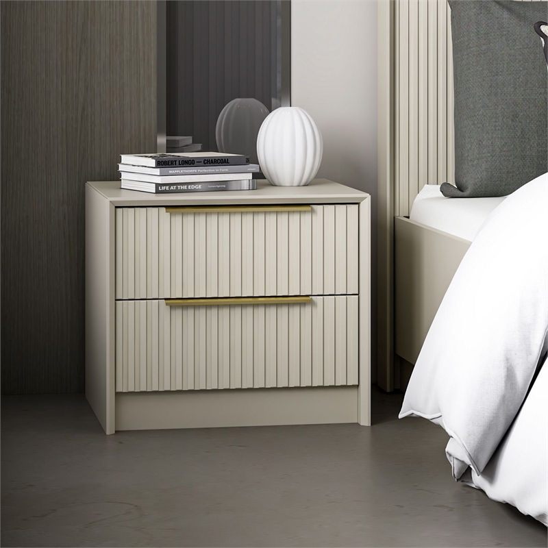 Pemberly Row Kale Luxe Nightstand in Stone Finish