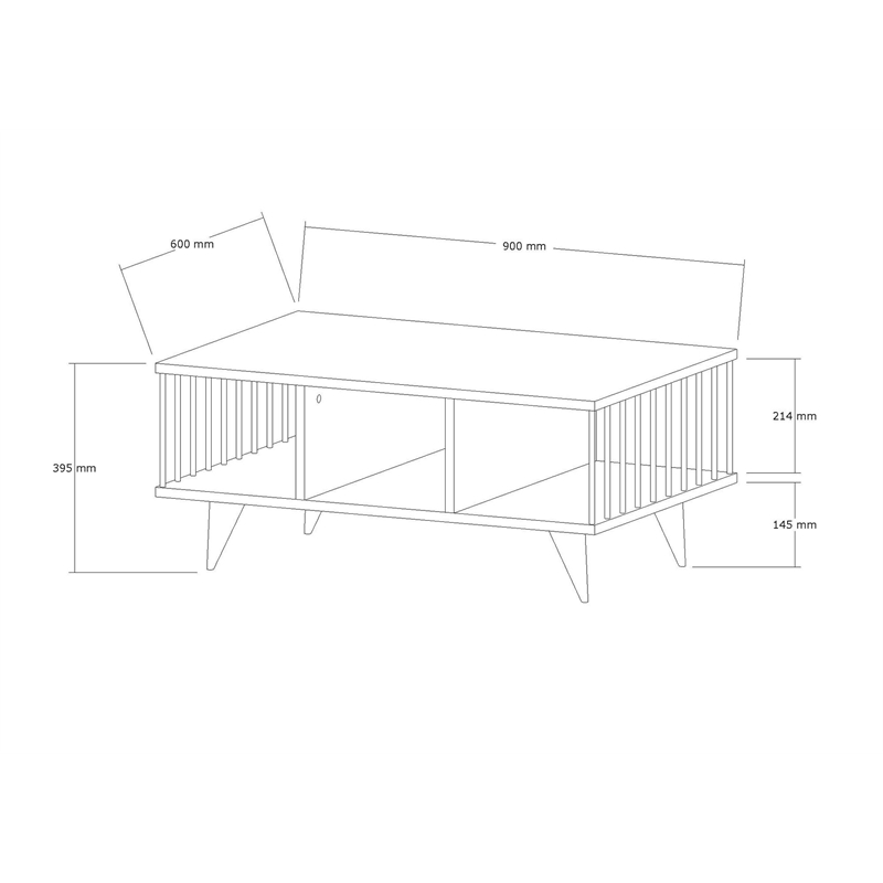Pemberly Row Walnut Coffee Table with Spacious Surface and Lower Shelf