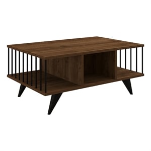 Pemberly Row Walnut Coffee Table with Spacious Surface and Lower Shelf