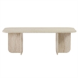 Pemberly Row Modern Coffee Table in Travertine Finish