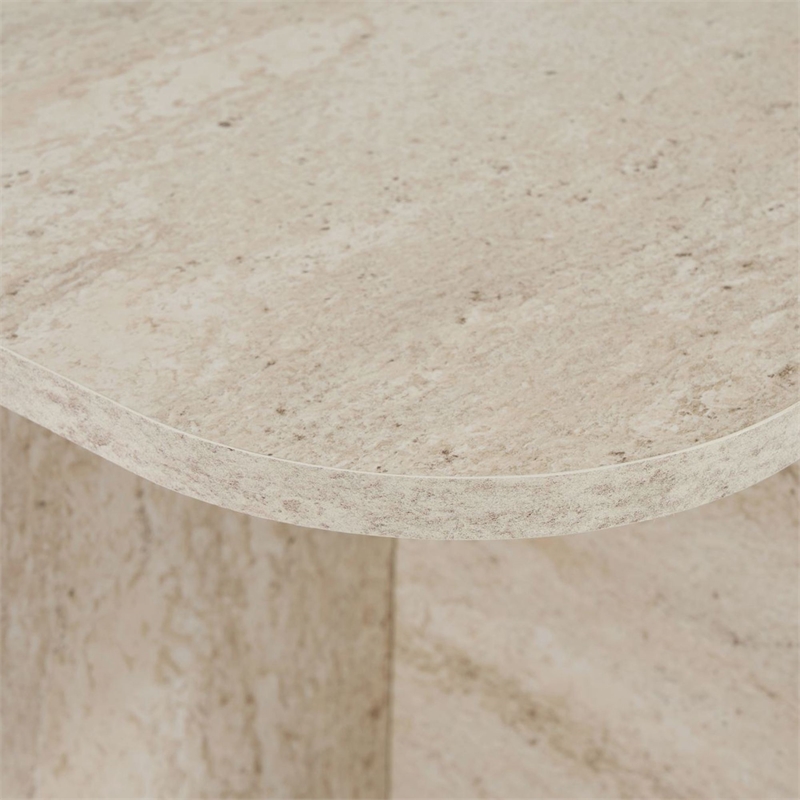 Pemberly Row Modern Coffee Table in Travertine Finish