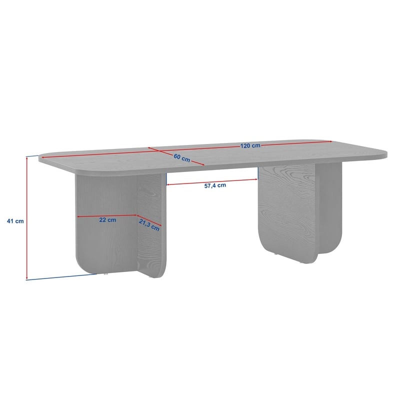 Pemberly Row Modern Coffee Table in Travertine Finish