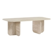 Pemberly Row Modern Coffee Table in Travertine Finish