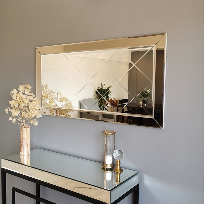 Pemberly Row Rectangular Silver Mirror 51.18 in Width x 25.59 in Height