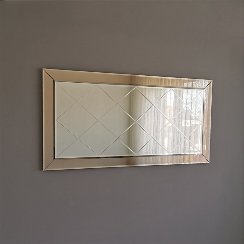 Pemberly Row Rectangular Silver Mirror 51.18 in Width x 25.59 in Height