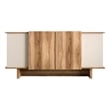 Pemberly Row Console Table in Sand and Walnut with Storage Shelves