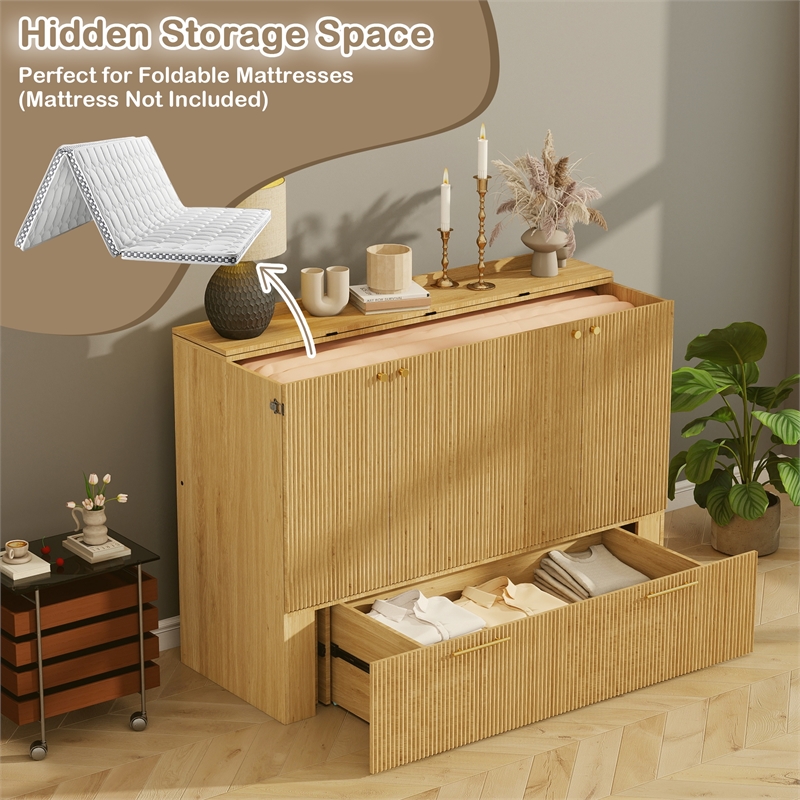 Pemberly Row Full-Size Murphy Cabinet Bed with Charging Station