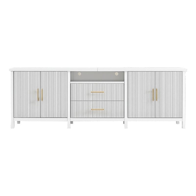 Pemberly Row Modern Fluted TV Stand for TVs up to 100 in White