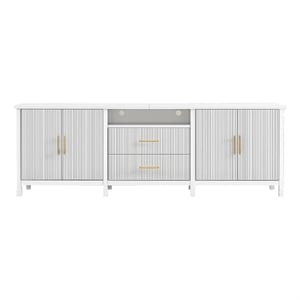 Pemberly Row Modern Fluted TV Stand for TVs up to 100 in White