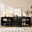 Pemberly Row Modern Fluted TV Stand for TVs up to 100 in Black