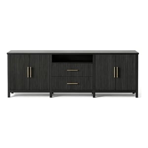 Pemberly Row Modern Fluted TV Stand for TVs up to 100 in Black