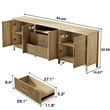 Pemberly Row Modern Fluted TV Stand for TVs up to 100 in Light Wood