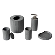 Pemberly Row Solid Concrete 5-Piece Accessory Set in Gray Matte