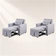 Pemberly Row Convertible Sleeper Chairs - Set of 2 in Light Gray Linen