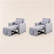 Pemberly Row Convertible Sleeper Chairs - Set of 2 in Light Gray Linen