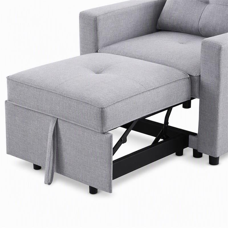 Pemberly Row Convertible Sleeper Chairs - Set of 2 in Light Gray Linen