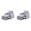 Pemberly Row Convertible Sleeper Chairs - Set of 2 in Light Gray Linen