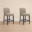 Pemberly Row Set of 2 Beige Fabric Counter Height Chairs with Black Finish Legs