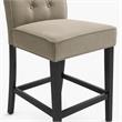 Pemberly Row Set of 2 Beige Fabric Counter Height Chairs with Black Finish Legs
