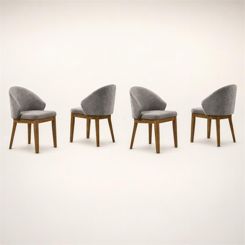 Pemberly Row Set of 4 Barrel-Back Dining Chairs in Light Gray Fabric