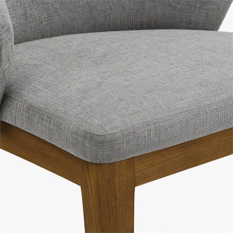 Pemberly Row Set of 4 Barrel-Back Dining Chairs in Light Gray Fabric