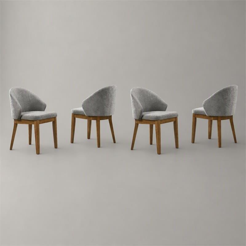 Pemberly Row Set of 4 Barrel-Back Dining Chairs in Light Gray Fabric