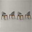 Pemberly Row Set of 4 Barrel-Back Dining Chairs in Light Gray Fabric