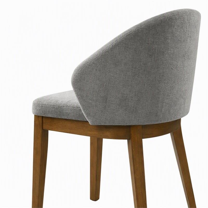Pemberly Row Set of 4 Barrel-Back Dining Chairs in Light Gray Fabric