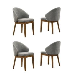 Pemberly Row Set of 4 Barrel-Back Dining Chairs in Light Gray Fabric