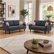 Pemberly Row 2Pc Dark Gray Linen Fabric Sofa Set with Accent Pillows