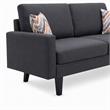 Pemberly Row 2Pc Dark Gray Linen Fabric Sofa Set with Accent Pillows