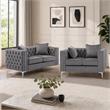 Pemberly Row Loveseat Set in Gray with Button Tufted Design - Set of 2