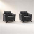 Pemberly Row Set of 2 Gray Woven Fabric Chairs with Tufted Cushions