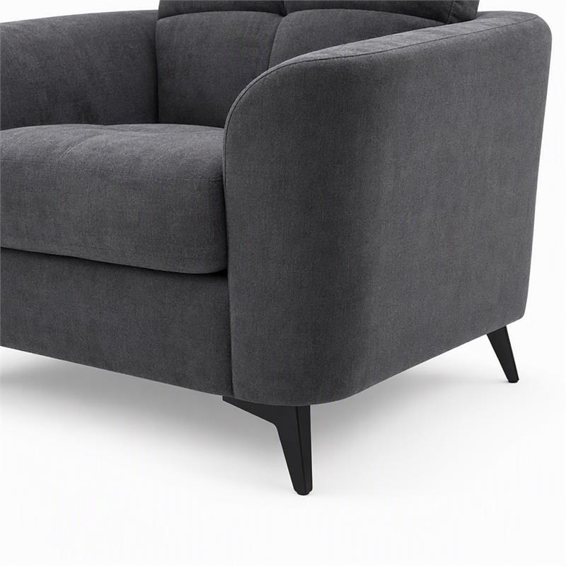 Pemberly Row Set of 2 Gray Woven Fabric Chairs with Tufted Cushions