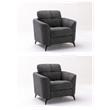 Pemberly Row Set of 2 Gray Woven Fabric Chairs with Tufted Cushions