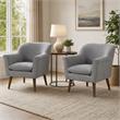 Pemberly Row Gray Oversized Armchairs with Wooden Walnut Legs - Set of 2