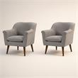 Pemberly Row Gray Oversized Armchairs with Wooden Walnut Legs - Set of 2