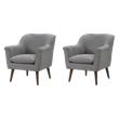 Pemberly Row Gray Oversized Armchairs with Wooden Walnut Legs - Set of 2