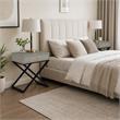 Pemberly Row Set of 2 Taupe Gray Side Tables with Glass Top and Metal Cross Base