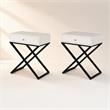 Pemberly Row Set of 2 White Side Tables with Glass Top