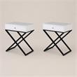 Pemberly Row Set of 2 White Side Tables with Glass Top