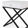 Pemberly Row Set of 2 White Side Tables with Glass Top