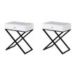 Pemberly Row Set of 2 White Side Tables with Glass Top
